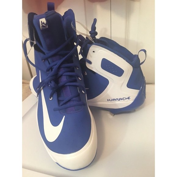 New Nike Alpha Huarache Elite Mid sz 16 Royal Blue White 923428 411 Nwt - Picture 3 of 9